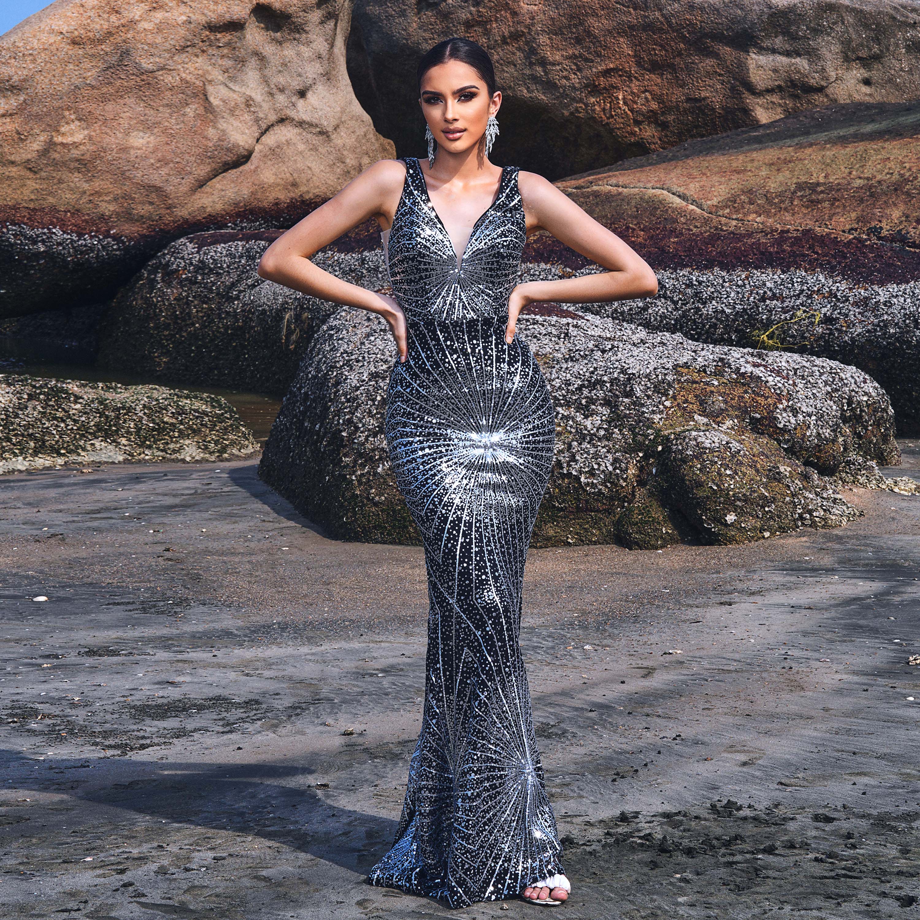 Black dinner gown styles best sale