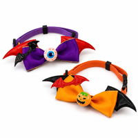 Collier d'Halloween pour animaux de compagnie, nœud papillon ailes de chauve-souris réglable, accessoires de fête pour chats et chiens, costume d'Halloween pour animaux