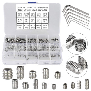 340Pcs 304 Stainless Steel Hex Allen Head Socket Cap Screws With 6 Wrenches Set Kit M3 M4 M5 M6 M8 - Product Image 1