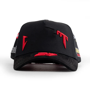 Gorras de béisbol de algodón 100% de 5 paneles con logotipo bordado, parche tejido de ala curva, Gorras deportivas negras, sombrero de papá - Product Image 5