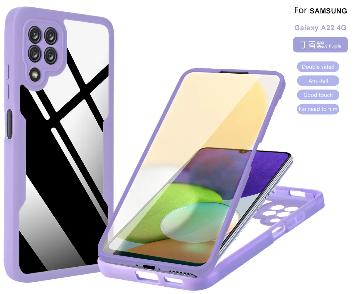 360 Full Body Case For Samsung Galaxy A22 A32 A12 A52 A53 A73 A52s A33 A31 S21 Ultra Double Sides Transparent Cover