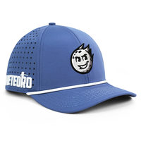 Casquette de baseball HS40 à 6 panneaux, décontractée, à visière incurvée, avec logo brodé 3D personnalisé, perforations découpées au laser et détails en corde