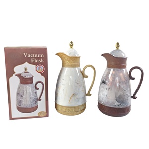 Thermos isotherme 1L à motif marbré, style Dallah arabe, avec poignée effet bois - Pot à <span class=keywords><strong>café</strong></span> et thé isolé pour le Majlis du Moyen-Orient - Product Image 2