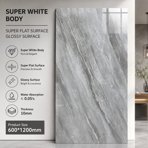 Carrelage en porcelaine super blanc brillant Foshan 600x1200mm, surface ultra plate, double absorption zéro, carrelage intérieur commercial - Product Image 6