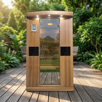 Sauna de Infrarrojos Lejanos de Lujo para 1 Persona Aspen, Bajo EMF, Madera Sólida de Cedro Rojo, Diseño Moderno, Uso Interior, 120V, Vapor Seco, 1 Año de Garantía
