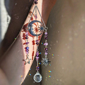 Attrape-soleil transfrontalier en cristal blanc, motif déesse de la lune, avec pendentif carillon éolien à effets de lumière et d'ombre, formes géométriques, ornement suspendu pour voiture et maison - Product Image 4