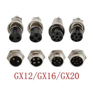 GX12 GX16 GX20 2 3 4 5 6 7 8 Pin Masculino Feminino Aviador Aviação Conector Circular GX Plug Soquete Painel de arame Conectores metálicos