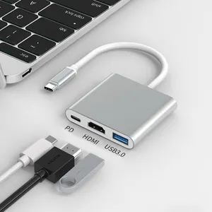 Hub adaptateur vidéo 3-en-1 hub usb c usb3.0 HD HDMI 4K 3.0 usb c hub 3-en-1 usb