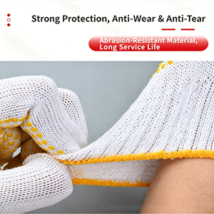 Durable <b>Textured</b> White Cotton Knitted Gloves, <b>Powder</b>-Free & Latex-Free, for Household & Work Safety - Product Image 3