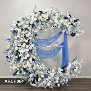Arco de flores artificiales de alta calidad con forma de luna, decoración con rosas blancas para fondo de boda - Product Image 2