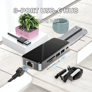 2 trong 7 8 cổng <span class=keywords><strong>USB</strong></span> HUB Loại C Multiport Adapter Splitter USB3.0 2.0 cho Macbook không khí Dell Lenovo nhôm Docking Station - Product Image 2