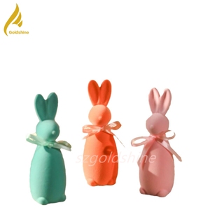 Adornos de conejo de colores brillantes hechos a mano, simulación de <span class=keywords><strong>Pascua</strong></span> personalizada, artesanías flocadas <span class=keywords><strong>para</strong></span> graduación, Ramadán, Diwali de pie - Product Image 2