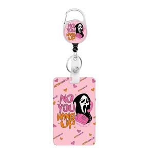 Heart-shaped fun English "NO YOU HANG UP" easy-open <b>buckle</b> skull phone 360-degree rotating ID card pull cord holder - Product Image 5