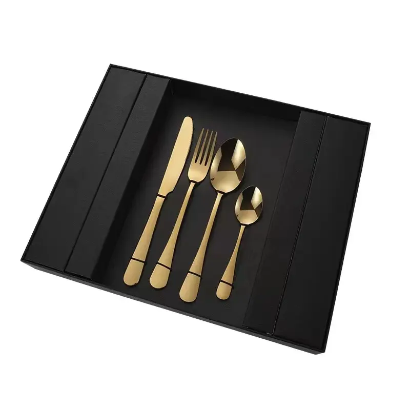 Low MOQ Hot Sale 16Pcs Stainless Steel Cutlery Set Gold Silverware Stainless Spoon And Fork Cutlary Set