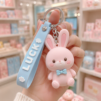 Porte-clés Lapin Porte-bonheur en Silicone Portable, Accessoire de Sac Dessin Animé, Cadeau de Remise de Diplôme ou d'Anniversaire pour Elle