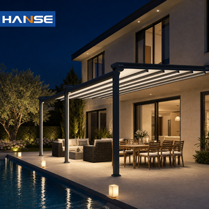 Pergola en aluminium à toit à lames motorisé/à commande manuelle, imperméable, antirouille, revêtement poudré, pour patio et cour d'appartement - Product Image 1