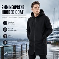 Veste longue en néoprène 2 mm en gros, prête à expédier, avec coque en caoutchouc lisse, manteau thermique pour bateau, vente en gros