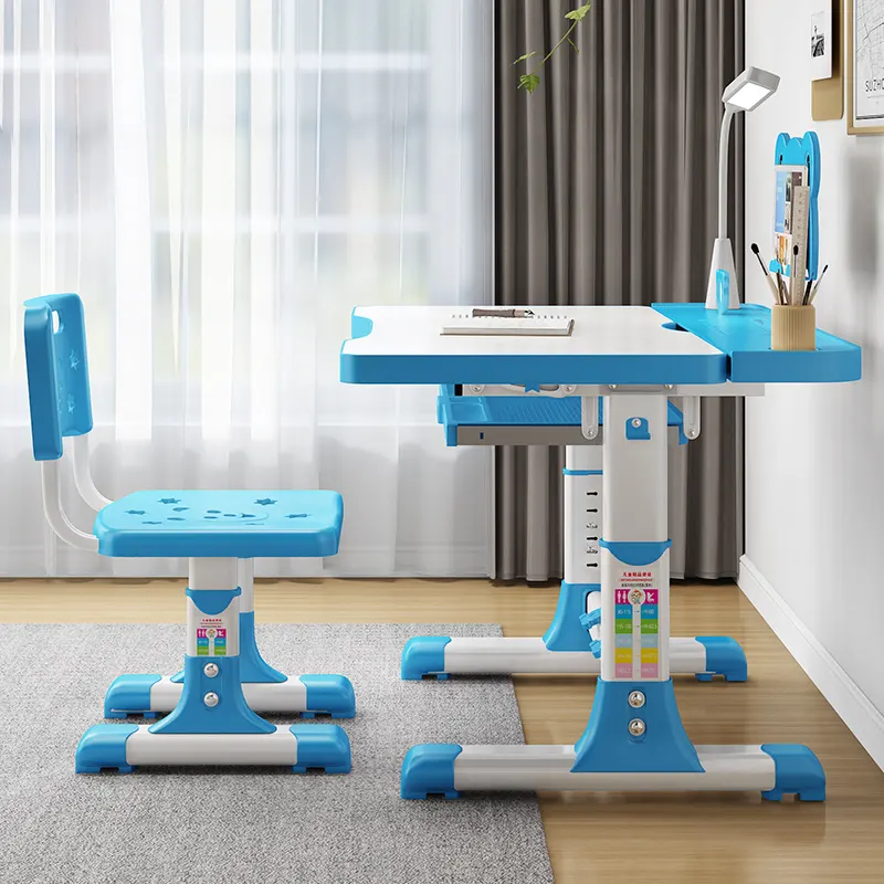 Weway design mais novo rosa e azul altura ajustável ergonômico das crianças escola conjunto de mesa e cadeira