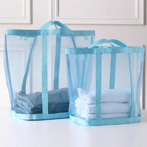 Panier à linge en maille de nylon transparente, pliable, rangement, collecte des vêtements, panier à linge - Product Image 1