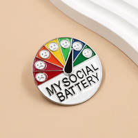 Pin de aleación DIY para el campus, con diseño de broche de energía para transformación de estado de ánimo, estilo personalizado y batería social
