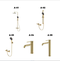 Ensemble de douche de luxe en laiton brossé doré avec robinet mitigeur monocommande eau chaude et froide pour projets hôteliers et villas
