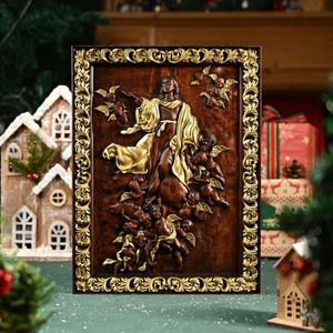 Decoración de pared de madera artesanal Nuestra Señora Asunción Navidad tallada ornamento transfronterizo al aire libre muebles de cine en casa - Product Image 3
