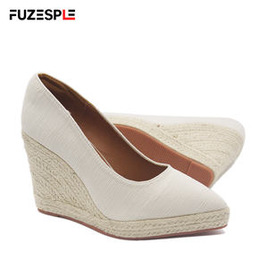 Escarpins <span class=keywords><strong>Espadrilles</strong></span> à Plateforme Compensée pour Femme, Style Printemps, Bout Pointu, Semelle en Caoutchouc, Tige en Satin, Couleur Unie, Tendance Mode, Grandes Tailles - Product Image 3