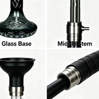 Ensemble de chicha en acier inoxydable carré givré, écologique, avec tuyau souple et coffret cadeau - Style moderne pour fumer la chicha et la shisha