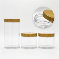 Leeg transparant plastic kruidenpotje 68mm hals houten deksel ronde voorraadpot voor snoep thee keuken groothandel bulk