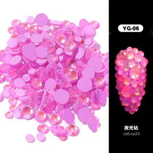 2019 vendita calda di modo al neon di colore di stile Coreano materiale di vetro fluorescente del chiodo del rhinestone