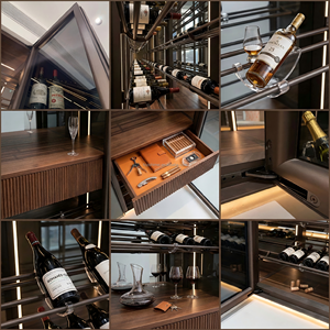 Étagères à vin modulaires de style italien, minimalistes, modernes et luxueuses, du sol au plafond, avec éclairage LED pour bar, hôtel, maison, cave, villa - Product Image 2