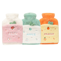 Bouteille d'eau chaude miniature de 1000 ml avec housse en fausse fourrure d'animal en peluche