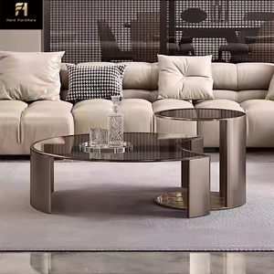 <span class=keywords><strong>Mesa</strong></span> de Centro de Vidrio Templado <span class=keywords><strong>Semicircular</strong></span> Estilo Americano para Sala de Estar, Diseño Creativo de Lujo Italiano - Product Image 3