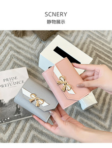 Mode sac portefeuille court pour femmes pochette arc décoratif multi-cartes portefeuille. Z0102 - Product Image 2