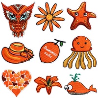 Patchs personnalisés orange, broderie mignonne hibou, applique fleur marguerite d'été, étoile de mer Kawaii à thermocoller pour vêtements d'enfants, décoration DIY