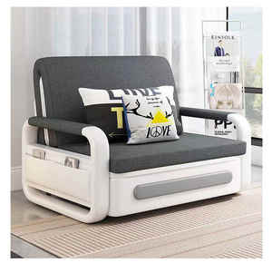 Sofa <span class=keywords><strong>Bed</strong></span> Teleskopik Multifungsi Lipat untuk Ruang Tamu, Set Tempat Tidur <span class=keywords><strong>Single</strong></span> Seksional Kayu Solid - Product Image 1