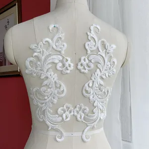 New Pattern Embroidery Lace Flower Sticker Wedding Dress Headdress Beige White Embroidery Piece
