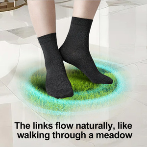 Silver Fiber Knitted Crew <b>Socks</b> Solid Color All-Season Anti-Odor Breathable Eco-Friendly High Quality 400TC Custom Grounding - Product Image 2