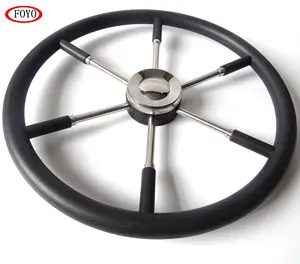Foyo Brand Marine 304 Stainless Steel 6-Spoke 700mm Steering Wheel With Rim and Grip for Sailboat and Kayak and Boat