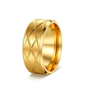 8mm 9mmステンレスリング 18金メッキ 防水ジュエリー 婚約指輪 結婚指輪 メンズ デイリーユース - Product Image 6