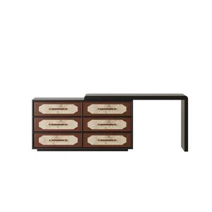 Vintage Style Dressing <b>Table</b> With <b>Bamboo</b> Leaf Design Mirror Included Bedroom Furniture For Home Use - Product Image 5