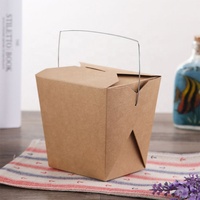 Boîtes à emporter en papier kraft brun de 26 oz avec poignée en fil de fer antirouille, résistantes aux fuites et à la graisse, pour sushis