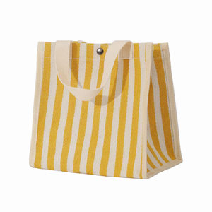 Sac à main de plage décontracté, sac à bandoulière réutilisable pour le shopping avec fermeture à bouton-pression, sac fourre-tout en toile texturée à rayures - Product Image 5