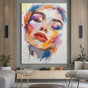 Peinture à l'huile originale <span class=keywords><strong>moderne</strong></span> faite à la main, portrait de femme <span class=keywords><strong>abstrait</strong></span> sur mesure, décoration murale personnalisée sur toile, <span class=keywords><strong>cadre</strong></span> en bois - Product Image 3