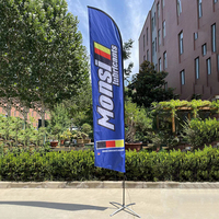 Drapeau de plage en forme de goutte d'eau avec support en fibre de verre, mât en aluminium