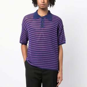 เสื้อยืดคอโปโลแขนสั้นผู้ชายแบบเปิดถักลายผ้าถักแบบมีตัวอย่างสำหรับฤดูร้อน - Product Image 1