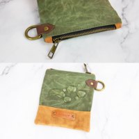 Trousse à crayons en toile cirée faite à la main avec fermeture éclair, pochette de rangement durable pour outils