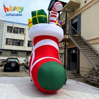 Ballon gonflable géant de 5 m en forme de chaussette de Noël pour la décoration de jardin de fête et la publicité commerciale