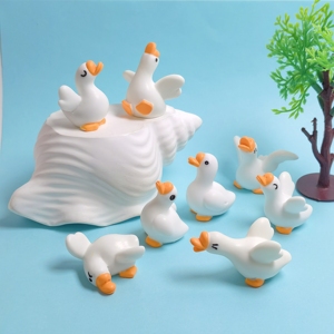 Figuras <span class=keywords><strong>de</strong></span> Gansos Blancos Adorables, Adornos <span class=keywords><strong>de</strong></span> Resina en Miniatura, Accesorios Decorativos para Micro Paisajes y Manualidades - Product Image 5