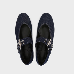 Nuove <span class=keywords><strong>Ballerine</strong></span> da <span class=keywords><strong>Donna</strong></span> 2025, Scarpe Mary Jane in Denim <span class=keywords><strong>Blu</strong></span> con Decorazione a Fibbia, Tendenza Moda per l'Autunno - Product Image 4